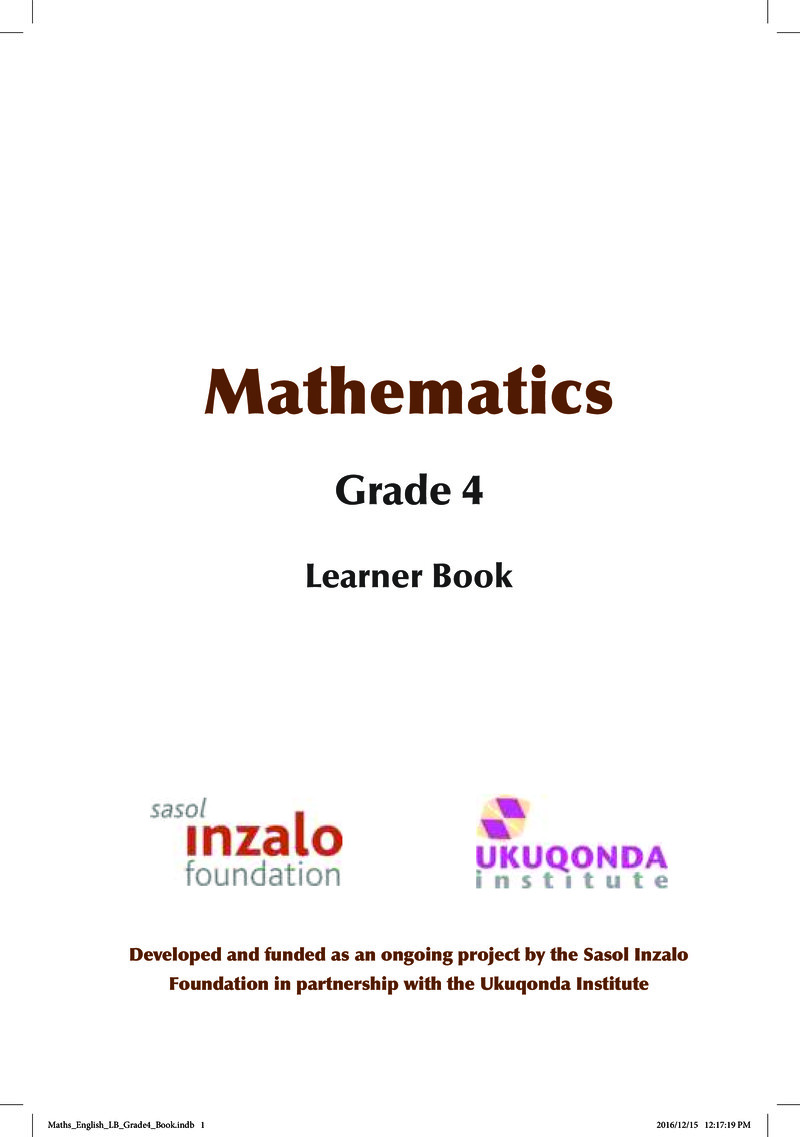Maths Learner Book Grade 4