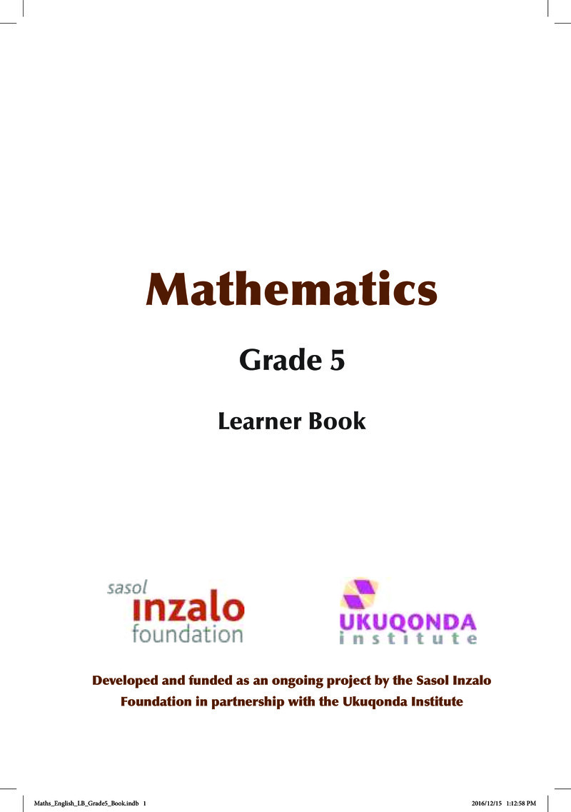 Maths Learner Book Grade 5