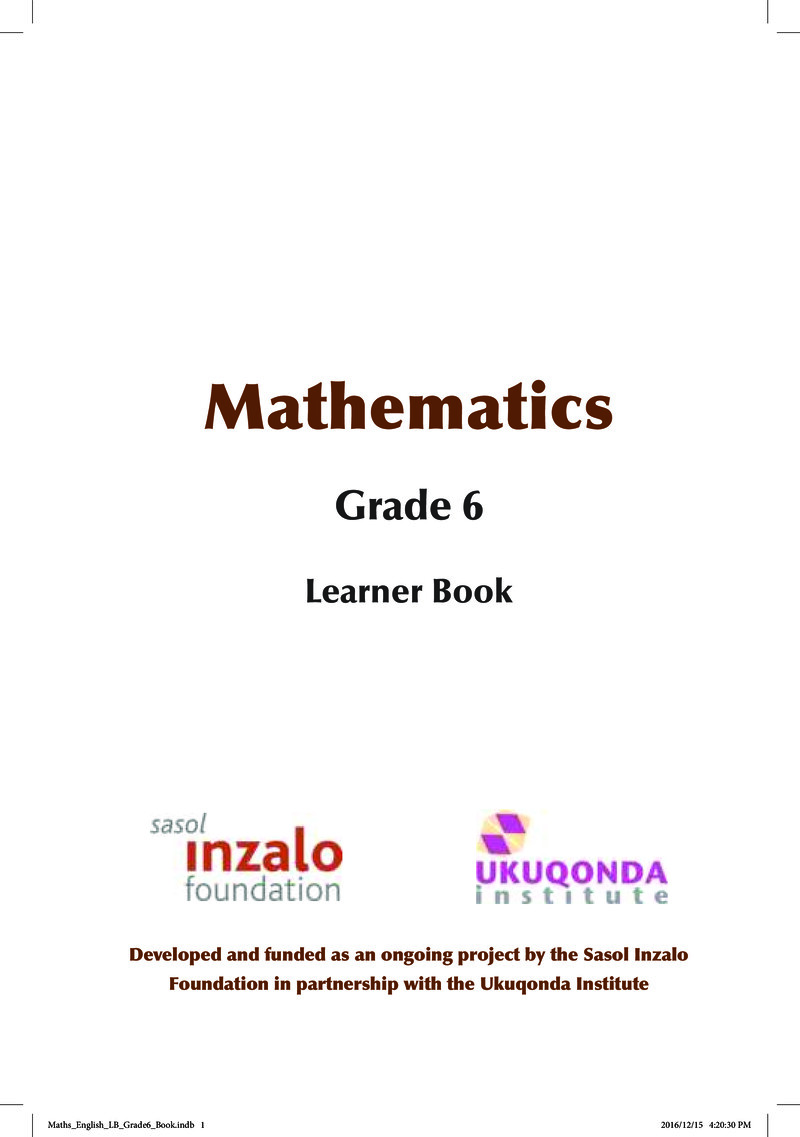 Maths Learner Book Grade 6