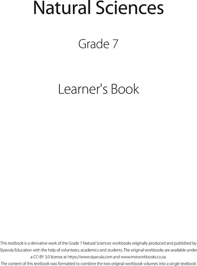 Natural Science Learner Book Grade 7