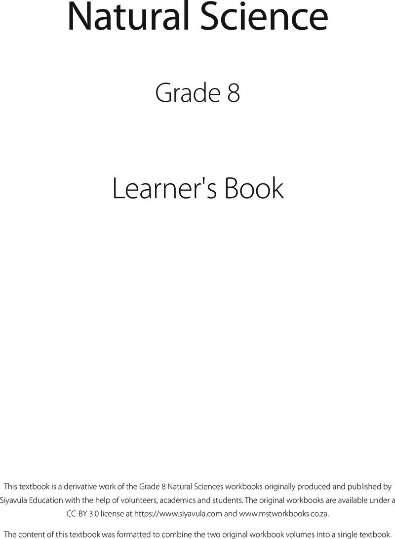 Natural Science Learner Book Grade 8