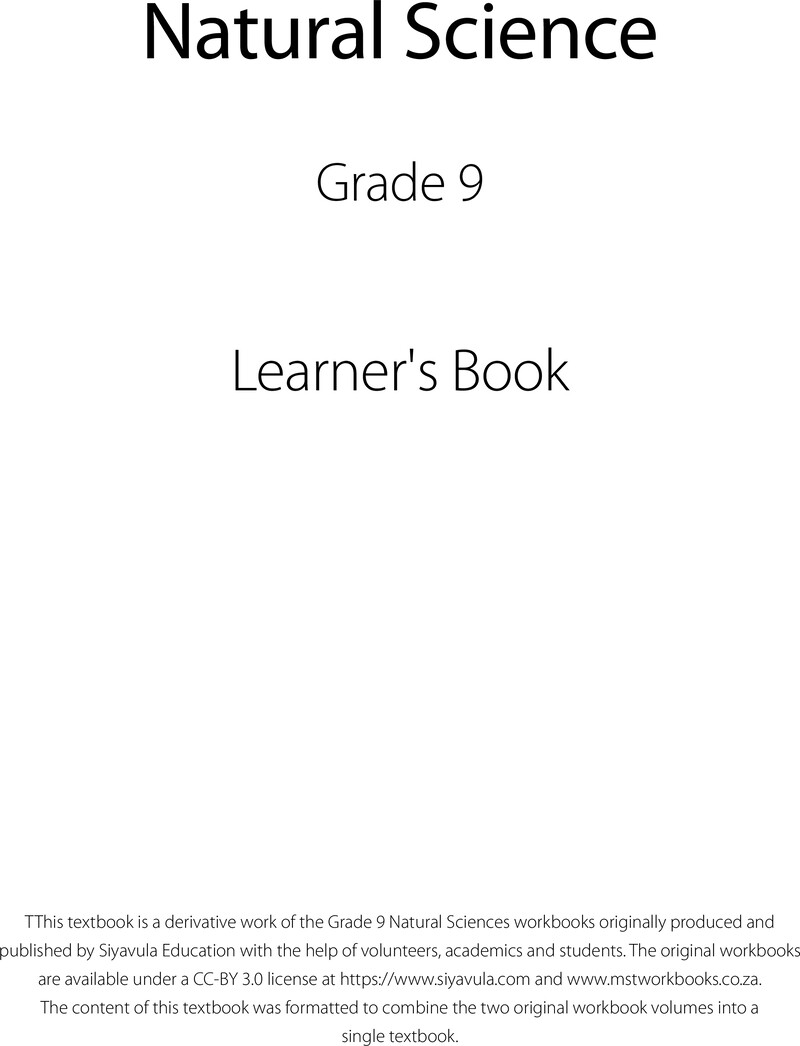 Natural Science Learner Book Grade 9