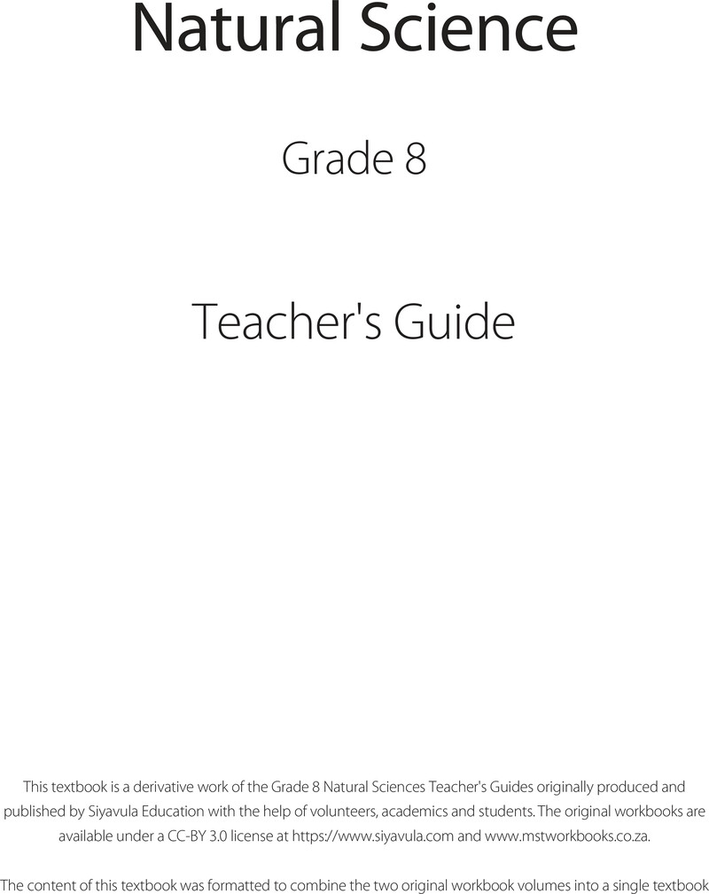 Natural Science Teacher Guide Grade 8