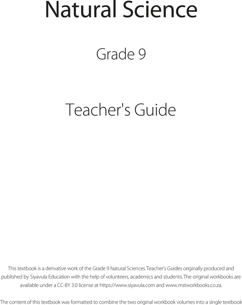 Natural Science Teacher Guide Grade 9