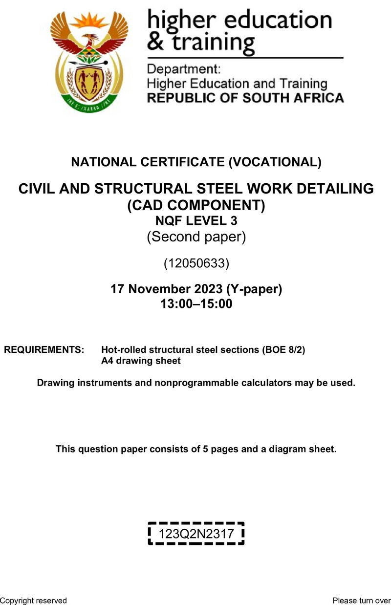Nc430 Civil And Structural Steelwork Detailing L3 P2 QP Nov 2023