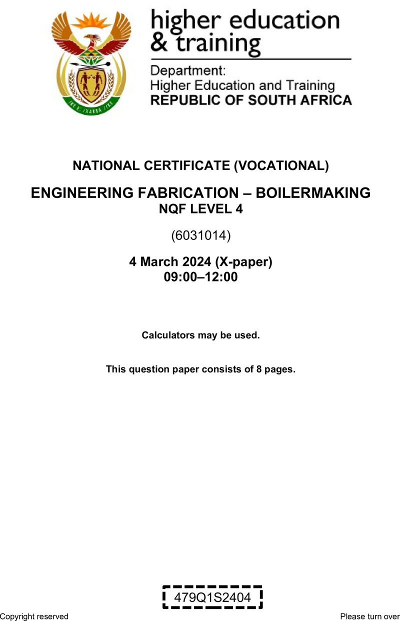 Nc1040 Engineering Fabrication Boilermaking L4 QP Feb 2024