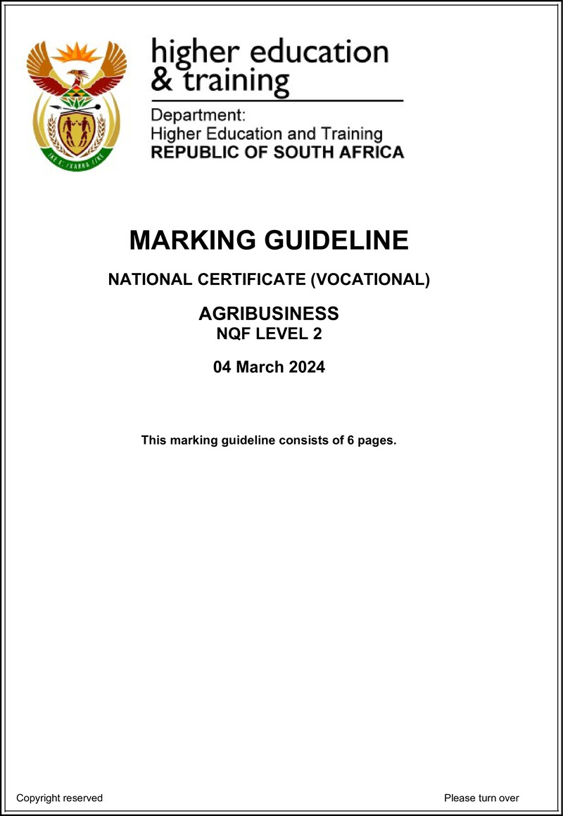 Nc110 Agribusiness L2 Memo Supp 2024