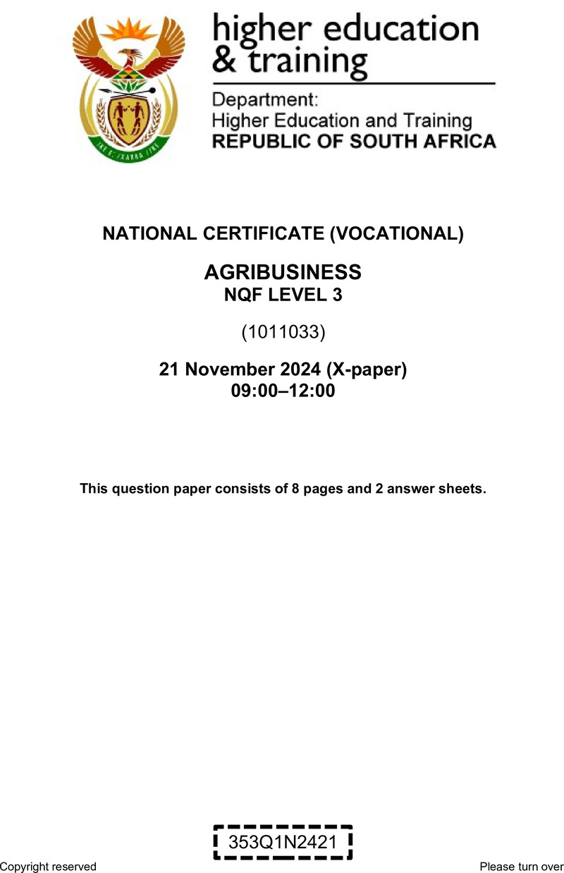 Nc120 Agribusiness L3 QP Nov 2024