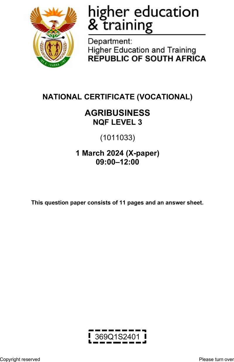 Agribusiness L3 Supp QP 2024 preview