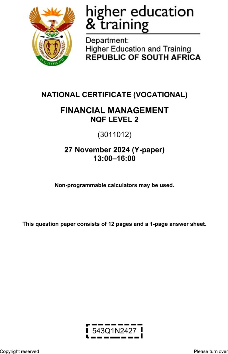 Nc1250 Financial Management L2 QP Nov 2024