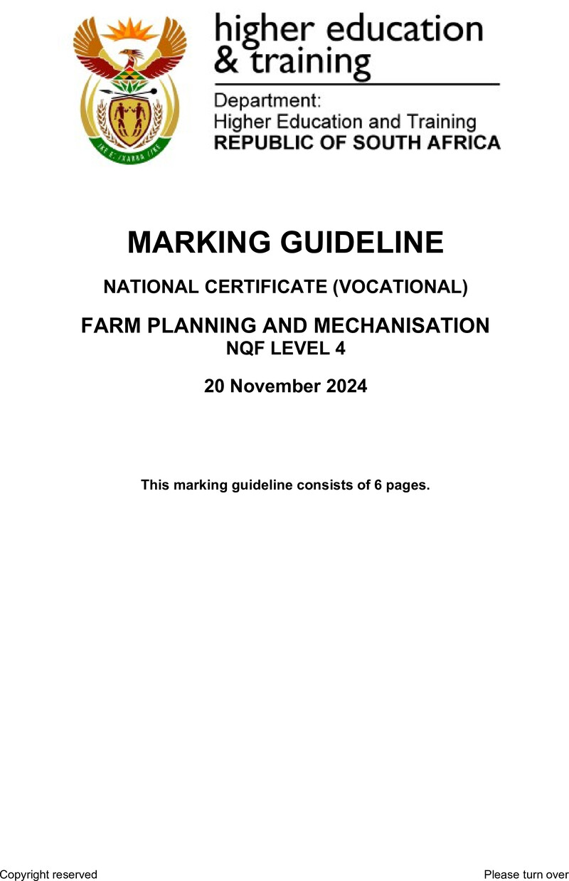 Farm Planning And Mechanisation L4 MEMO Nov 2024 preview