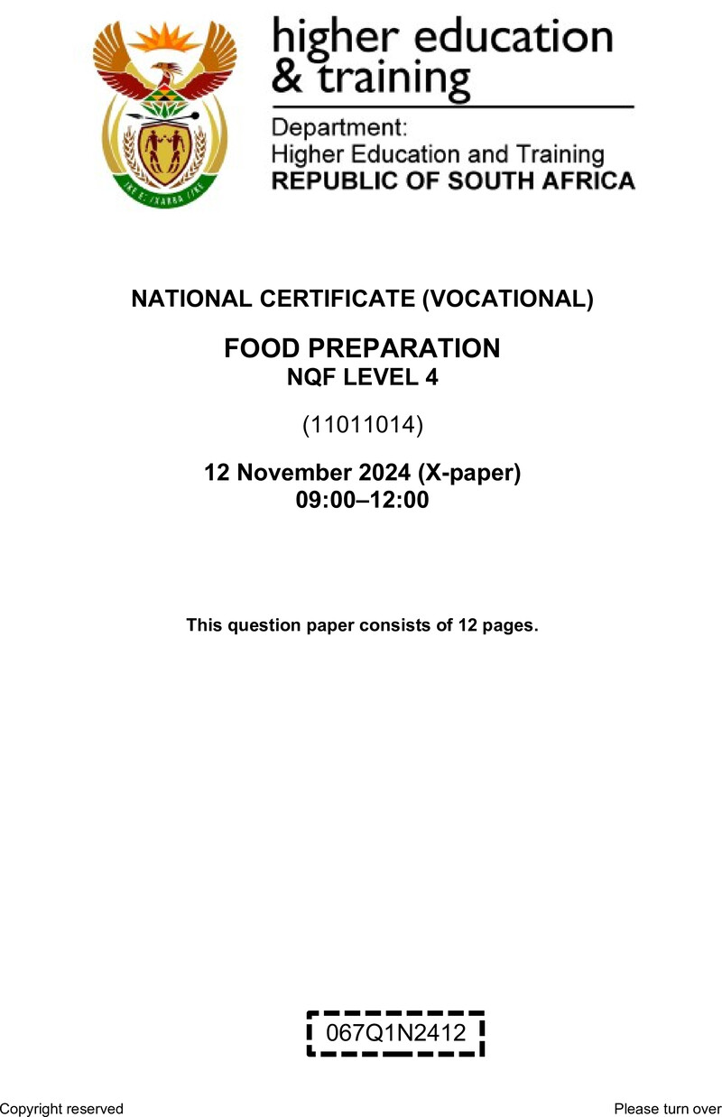 Nc1330 Food Preparations L4 QP Nov 2024