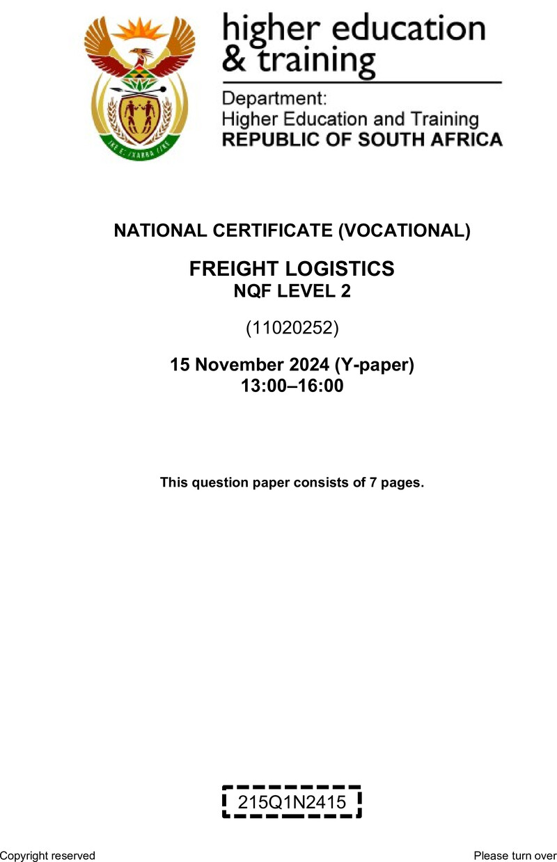 Nc1340 Freight Logistics L2 QP Nov 2024