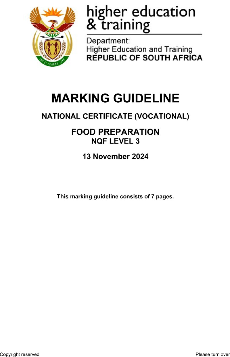Food Preparation L3 MEMO Nov 2024 preview