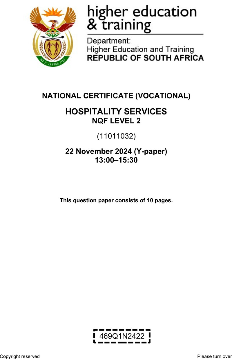 Nc1450 Hospitality Services L2 QP Nov 2024