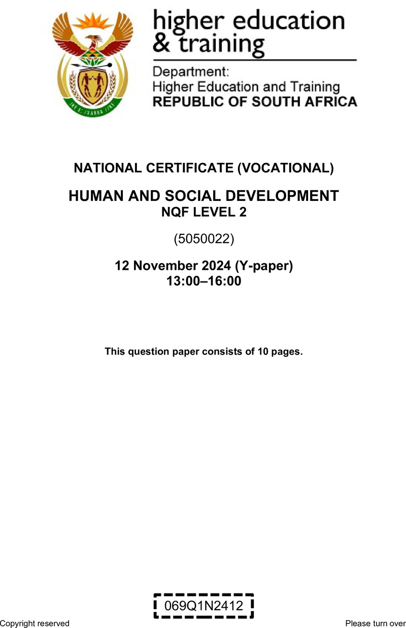 Human And Social Development L2 QP Nov 2024 preview