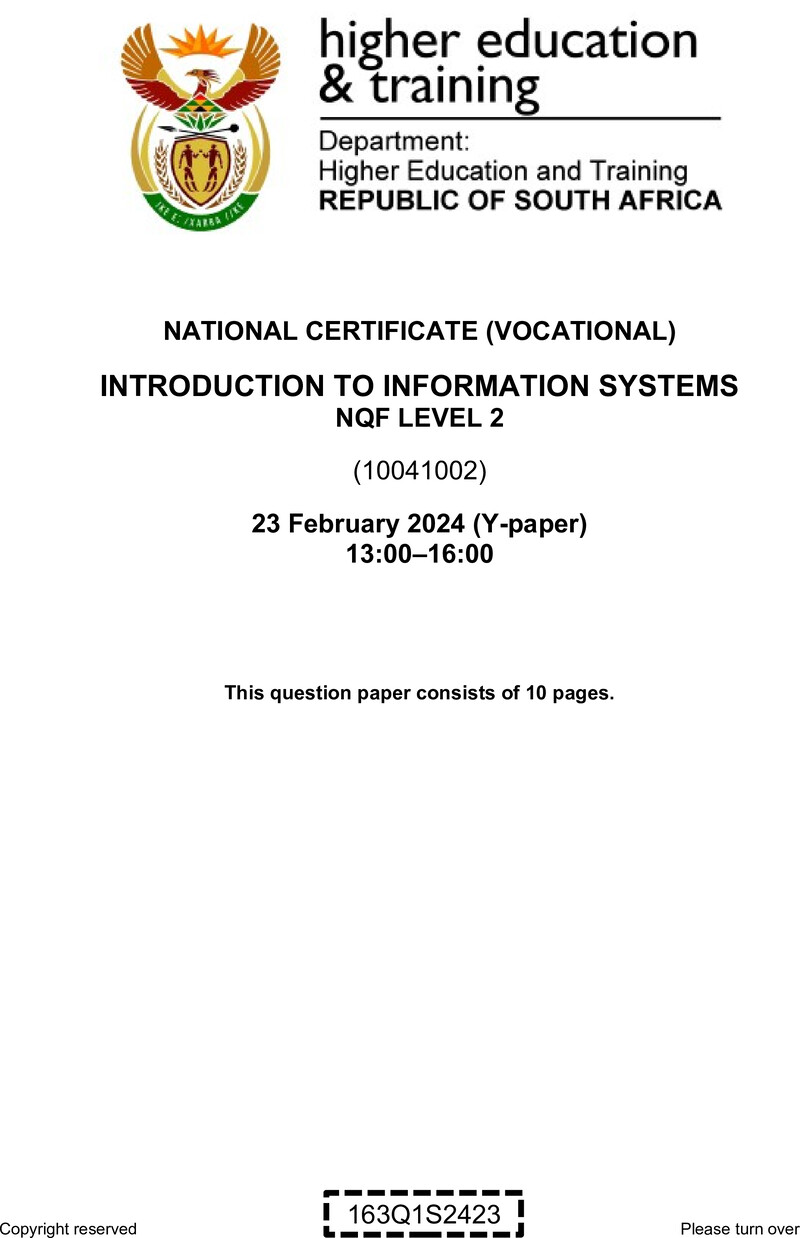 Nc1560 Introduction To Information Systems L2 QP Supp 2024