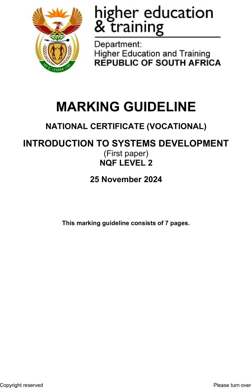 Nc1630 Introduction To Systems Development L2 P1 Memo Nov 2024