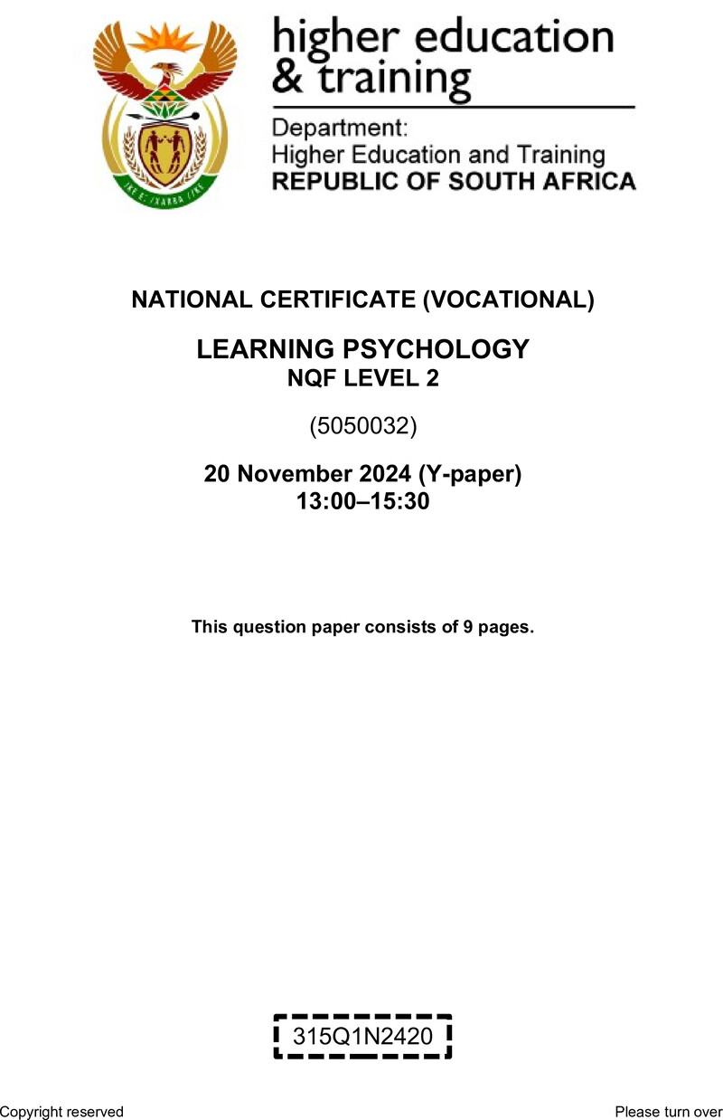 Nc1720 Learning Psychology L2 QP Nov 2024