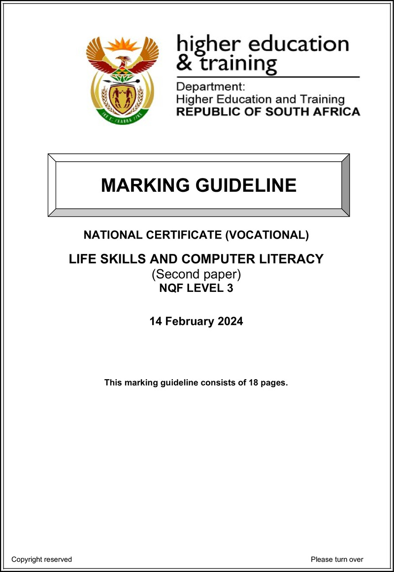 Nc1740 Life Skills And Computer Literacy L3 P2 Supp Memo 2024