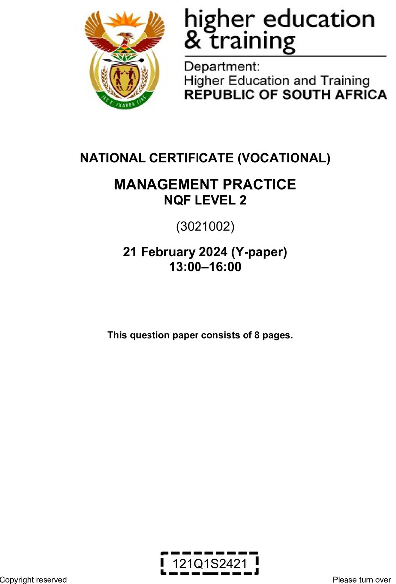 Nc1780 Management Practice L2 Supp QP 2024