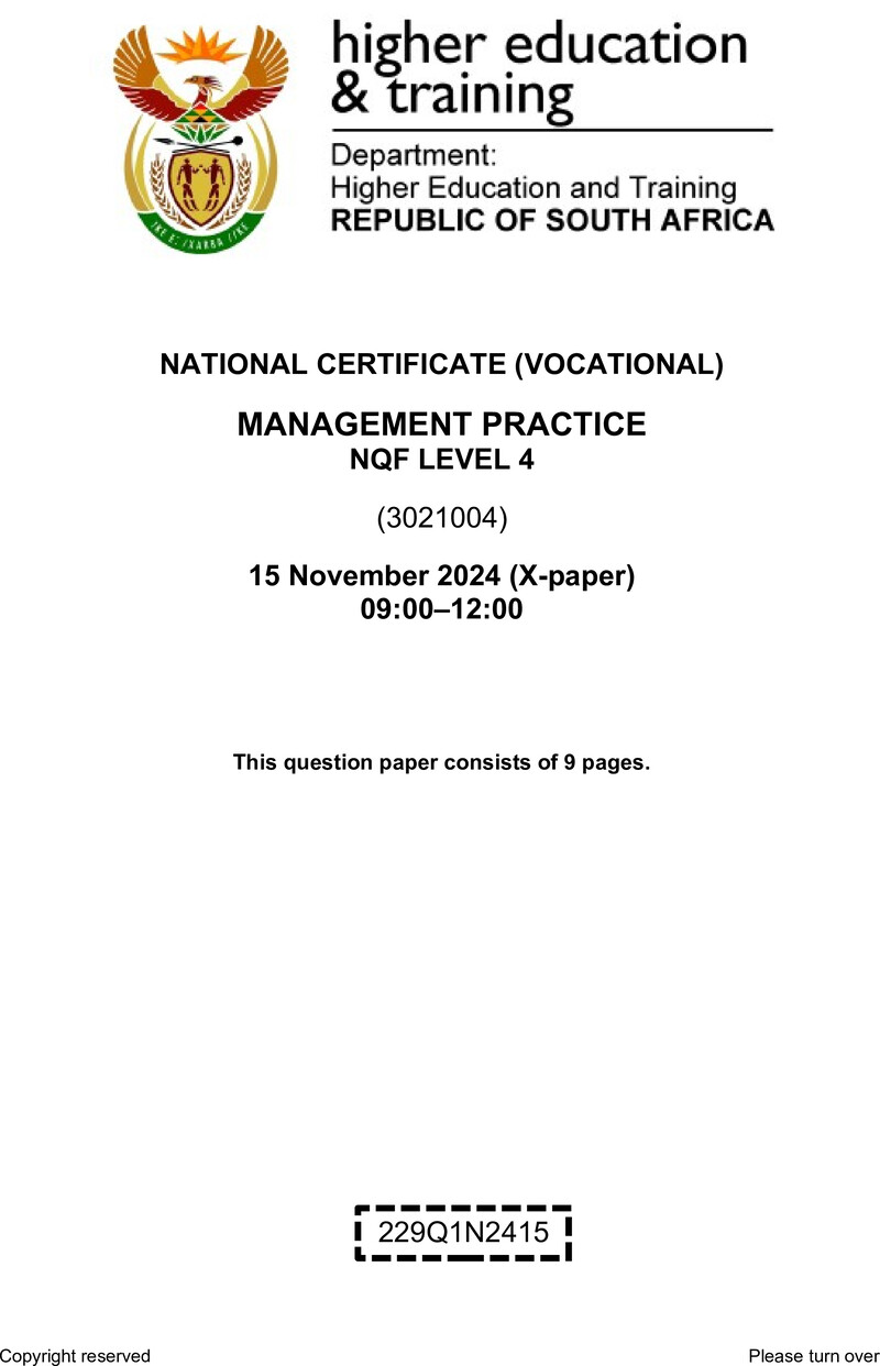 Management Practice L4 QP Nov 2024 preview