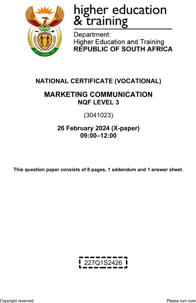 Nc1830 Marketing Communication L3 QP Feb 2024