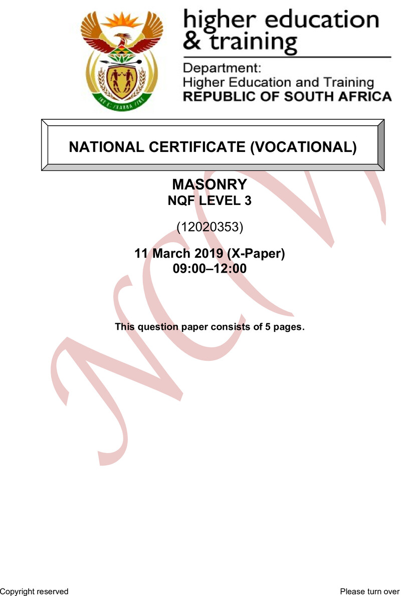 Nc1890 Masonry L3 QP Supp 2019