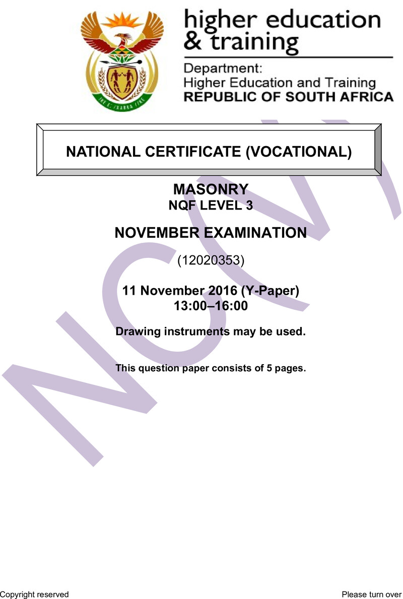 Nc1900 Masonry L3 QP Nov 2016