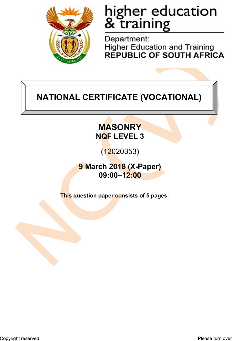 Nc1900 Masonry L3 QP Supp 2018