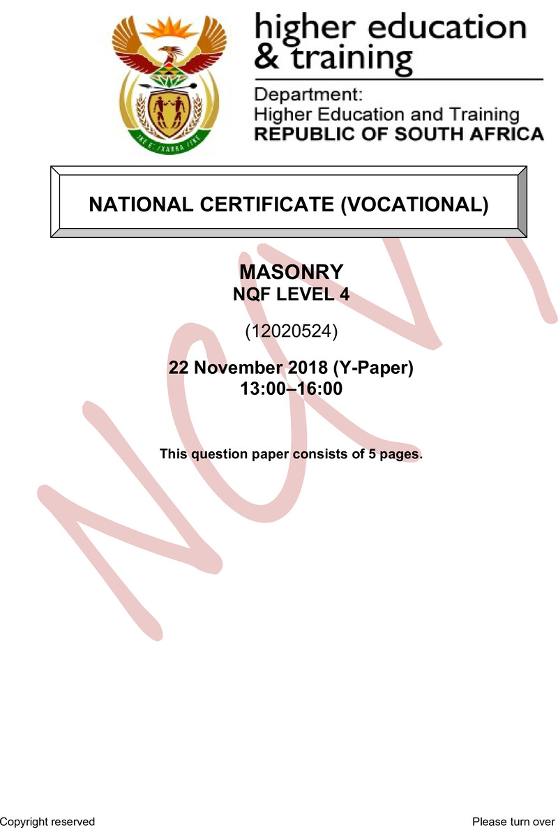 Nc1900 Masonry L4 QP Nov 2018