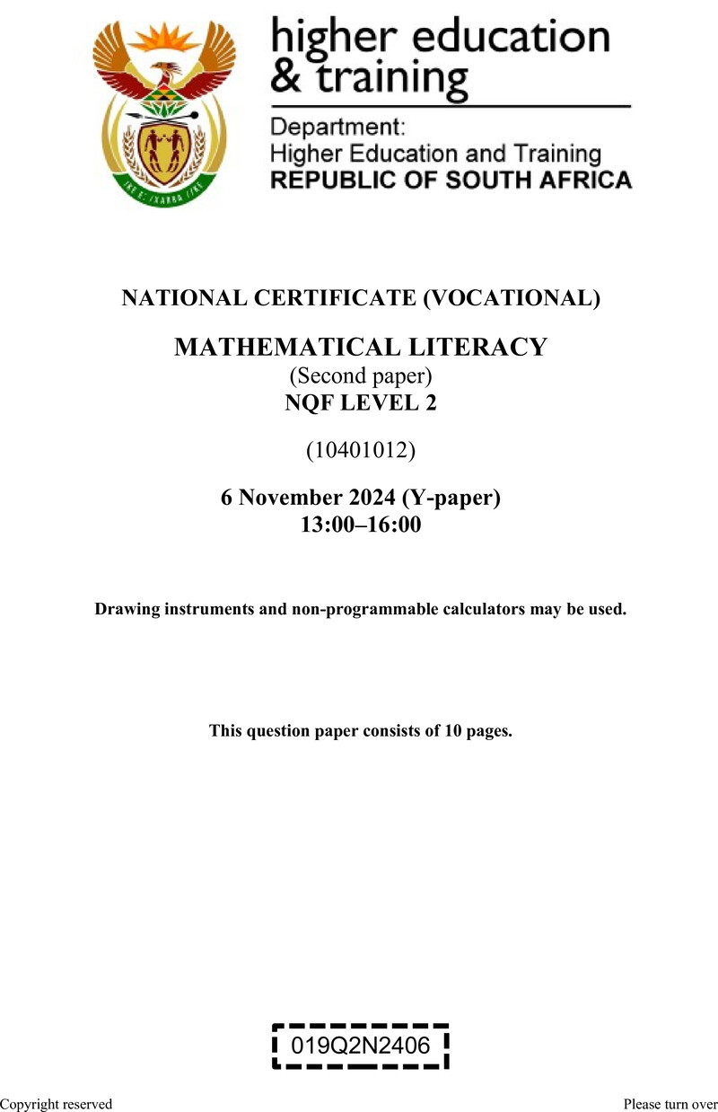 Mathematical Literacy L2 P2 QP Nov 2024 preview