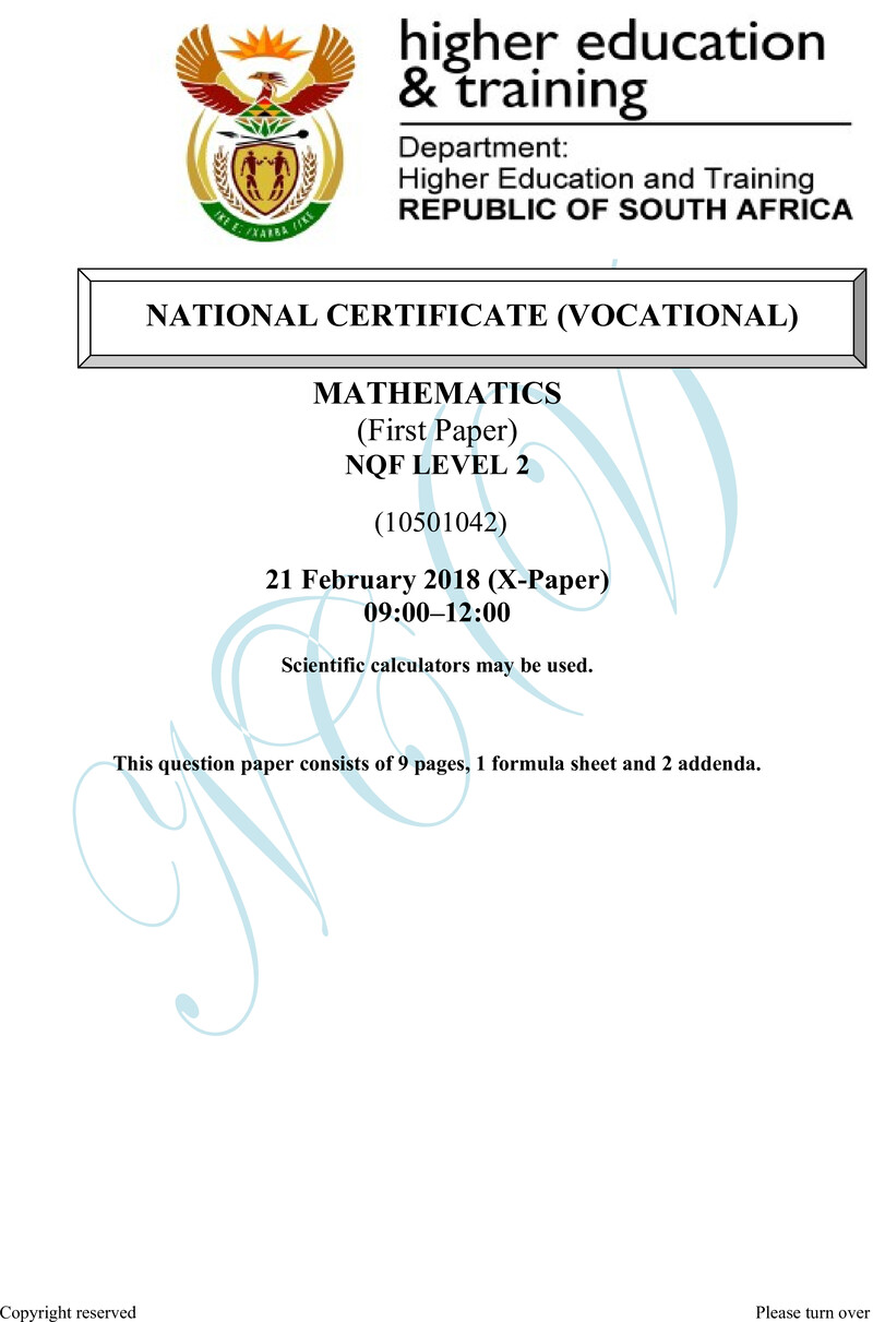 Nc2020 Mathematics L2 P1 Supp QP 2018