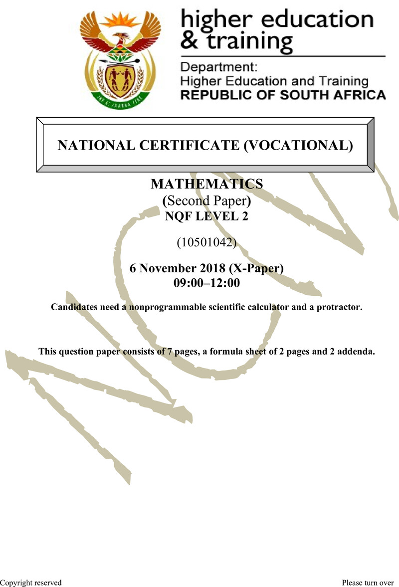 Nc2020 Mathematics L2 P2 QP Nov 2018