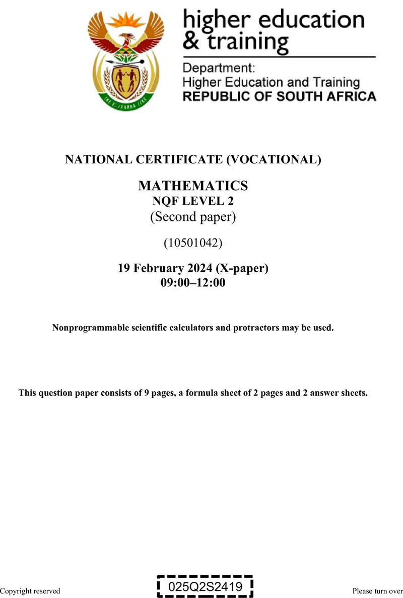 Mathematics L2 P2 QP Supp 2024 preview
