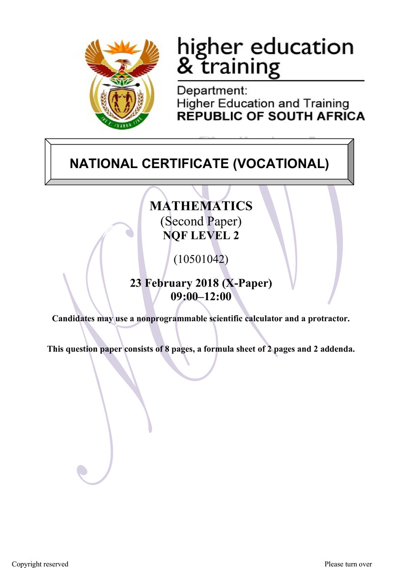 Nc2030 Mathematics L2 P2 QP Supp 2018