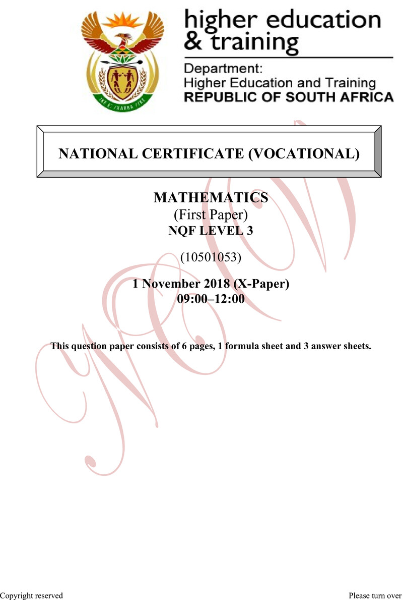 Mathematics L3 P1 QP Supp 2019 Now Nov 2018 preview