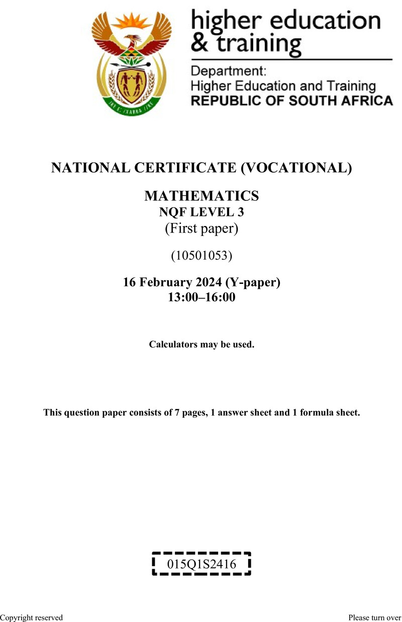 Mathematics L3 P1 QP Supp 2024 preview