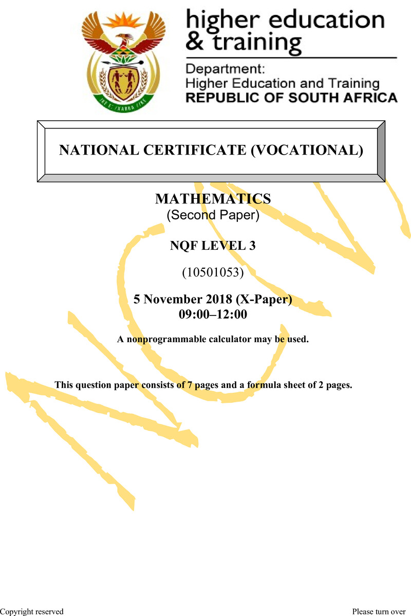 Mathematics L3 P2 Supp QP 2019 Now Nov 2018 preview