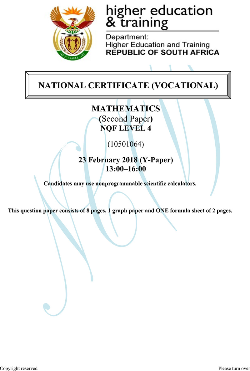 Nc2070 Mathematics L4 P2 QP Febr 2018