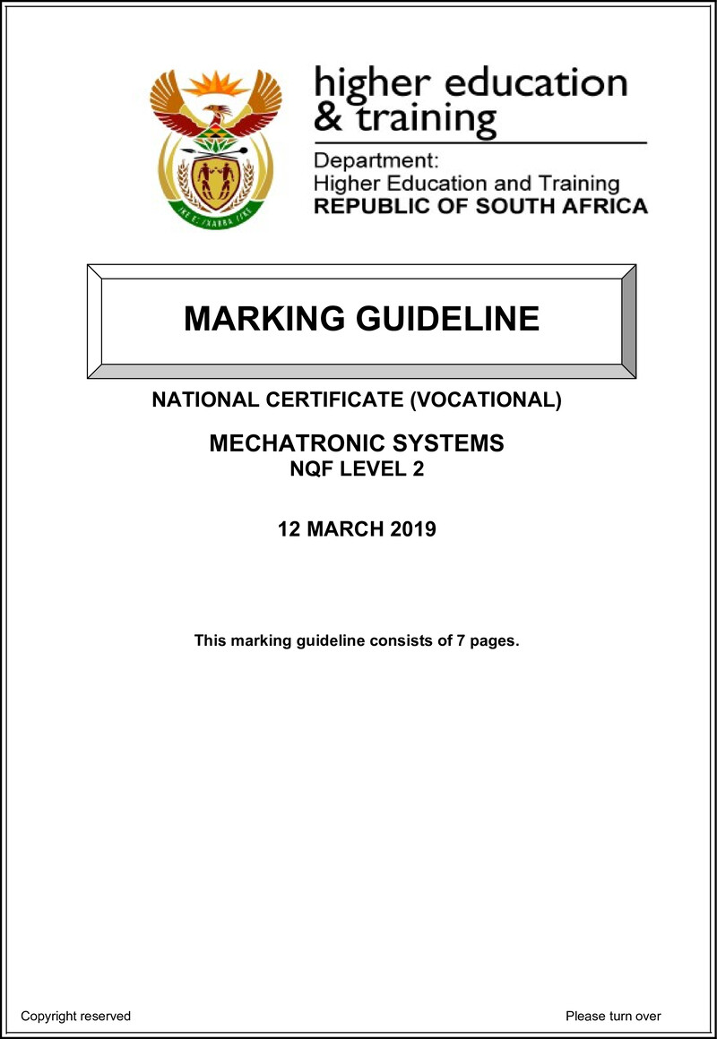 Nc2090 Mechatronic Systems L2 Memo Supp 2019