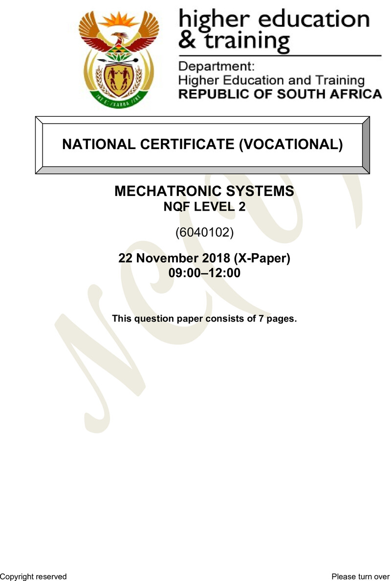 Nc2090 Mechatronic Systems L2 QP Nov 2018