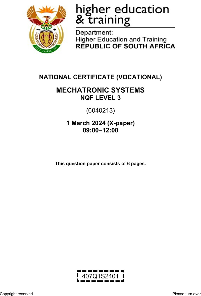 Nc2100 Mechatronic Systems L3 QP Supp 2024