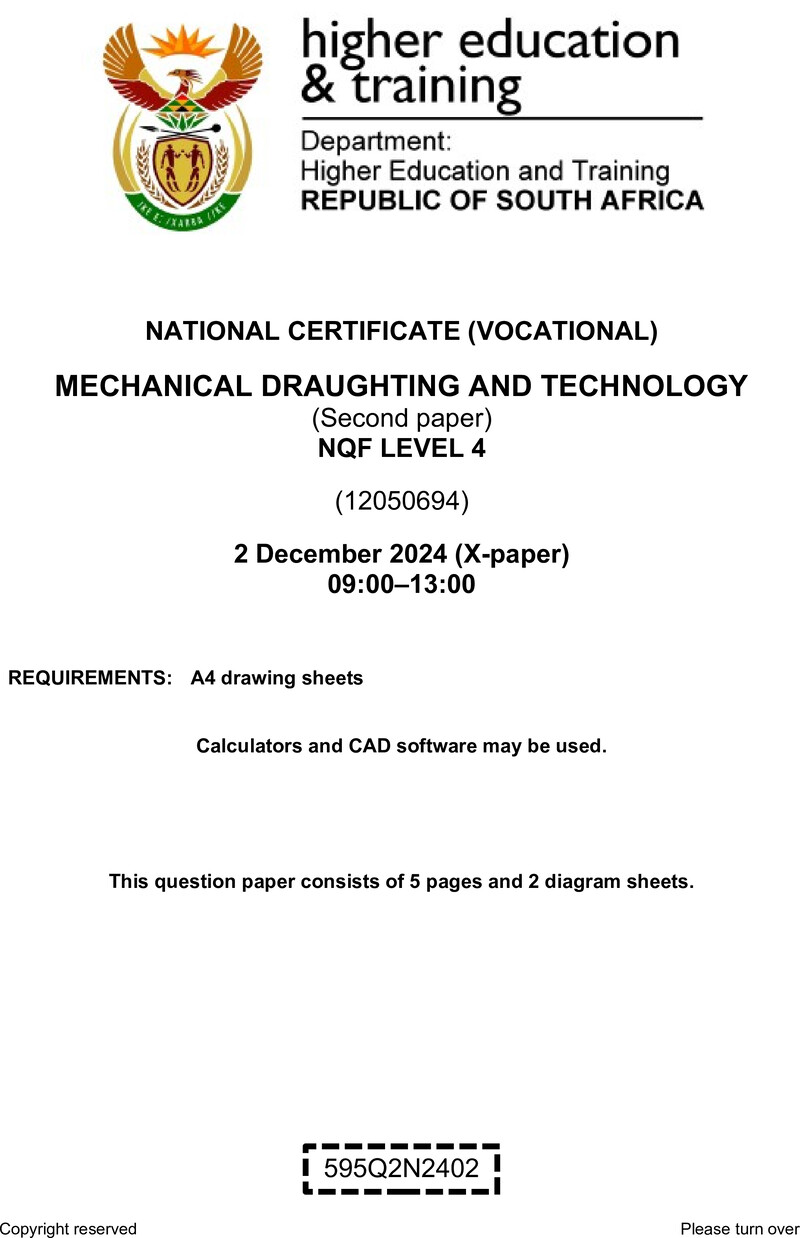 Nc2120 Mechanical Draughting And Technology QP L4 P2 Nov 2024
