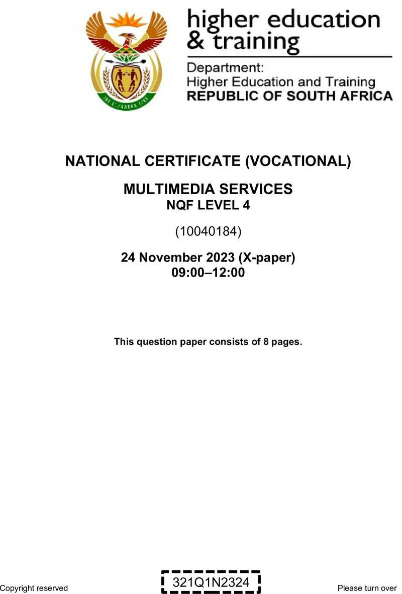 Nc2140 Multimedia Services L4 QP Nov 2023