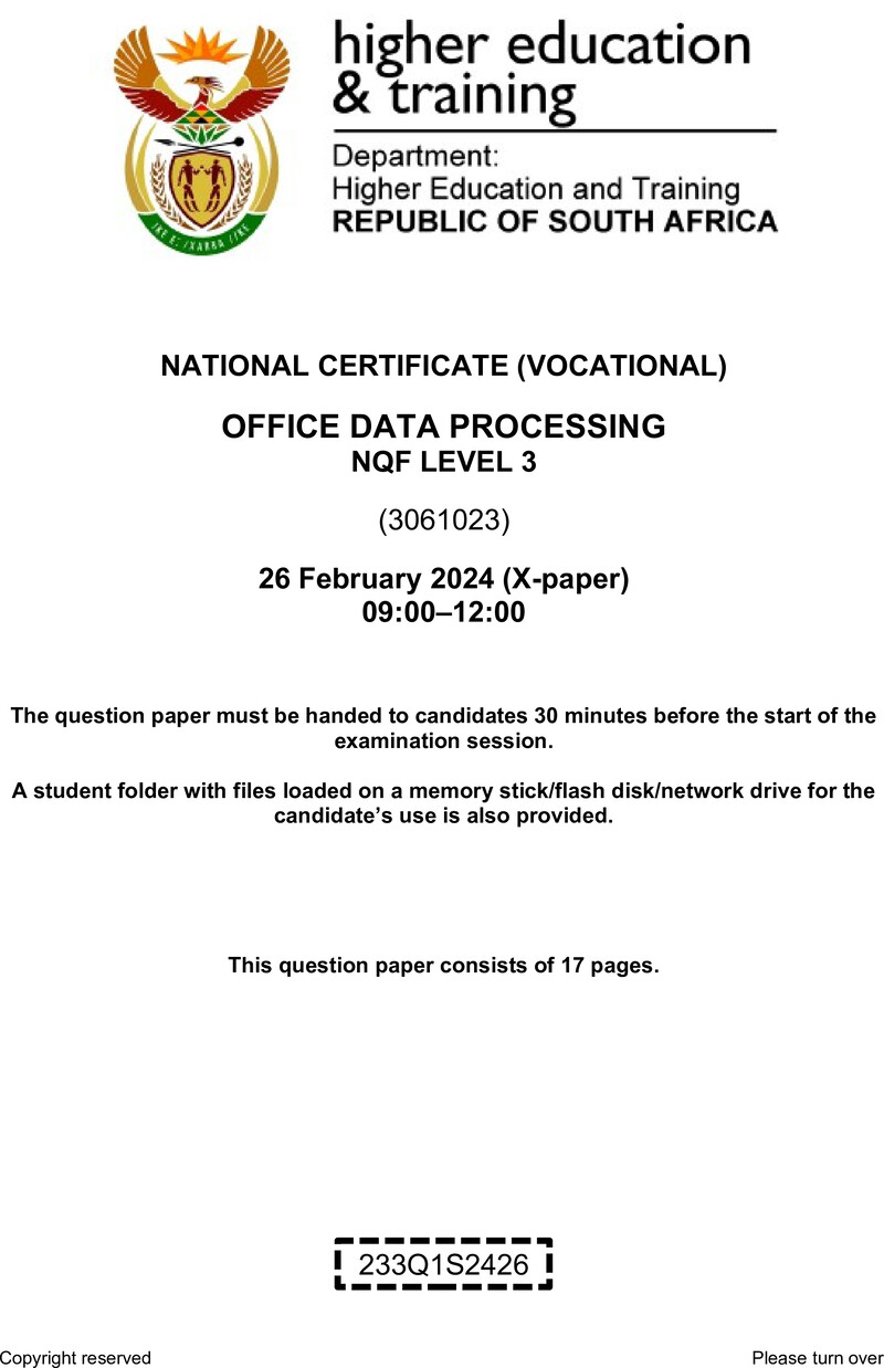 Nc2190 Office Data Processing L3 QP Supp 2024