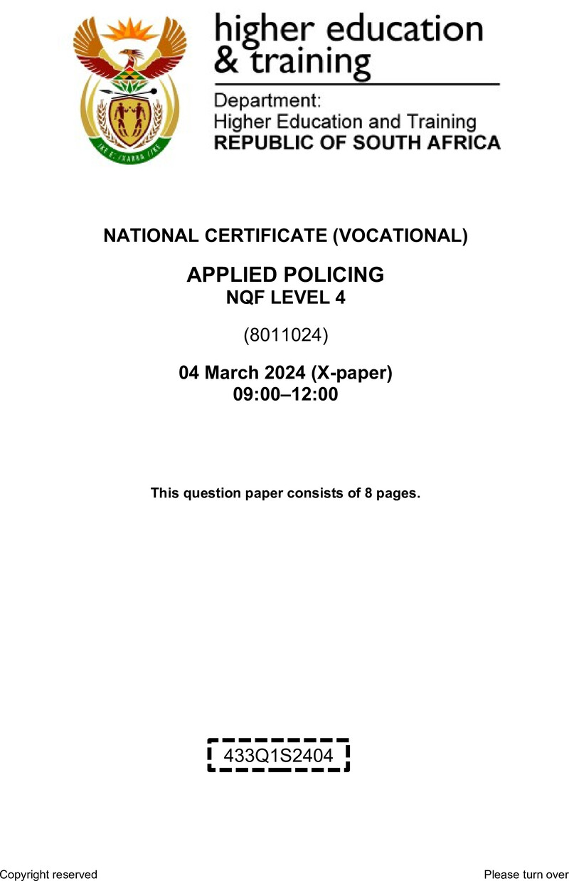 Nc220 Applied Policing L4 QP Supp 2024