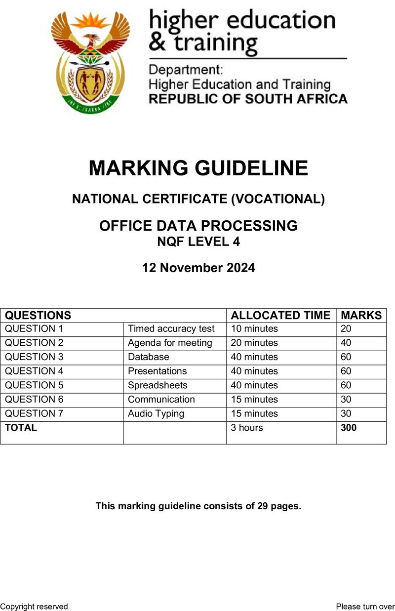 Nc2240 Office Data Processing L4 Memo Nov 2024