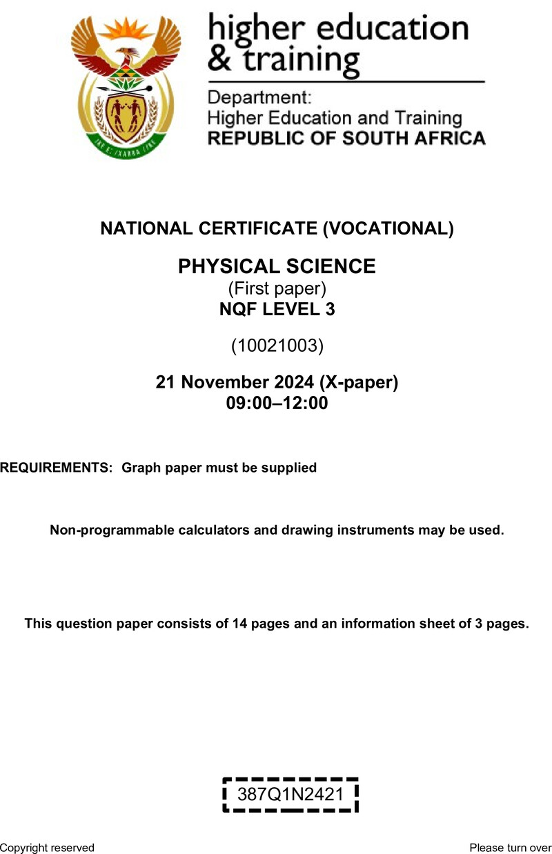 Nc2300 Physical Science L3 P1 QP Nov 2024
