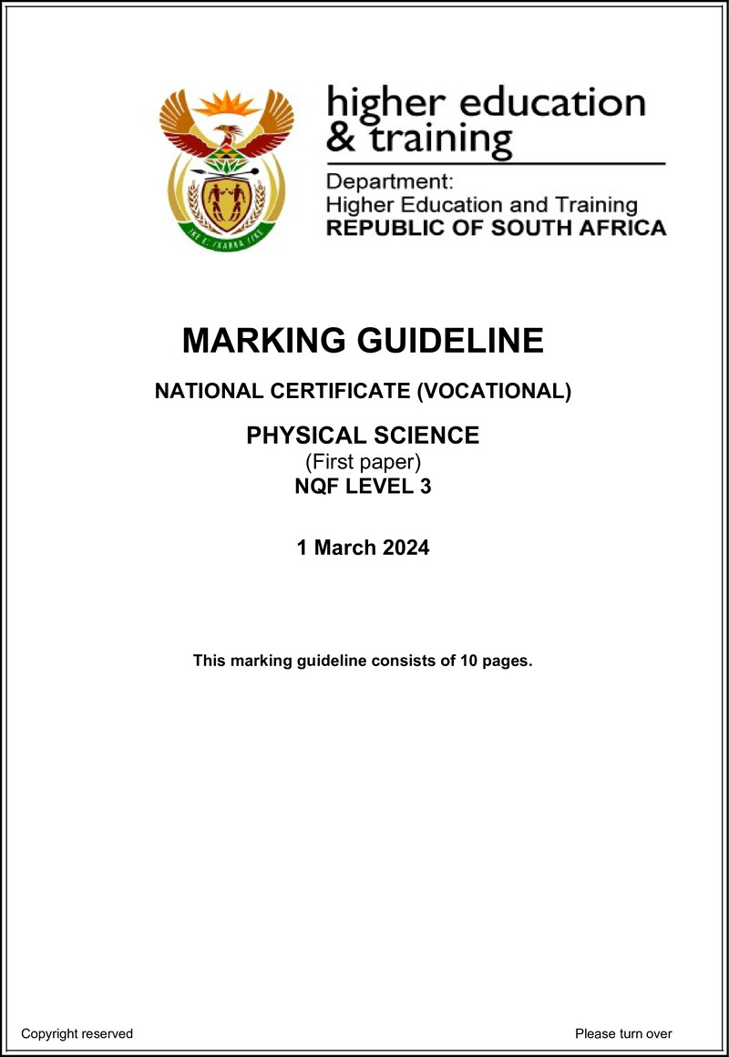 Nc2300 Physical Science L3 P1 Supp Memo 2024